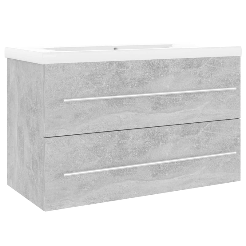 Sink Cabinet with Built-in Basin Concrete Grey Engineered Wood