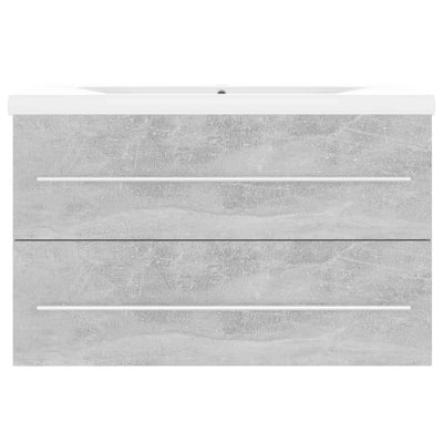 Sink Cabinet with Built-in Basin Concrete Grey Engineered Wood