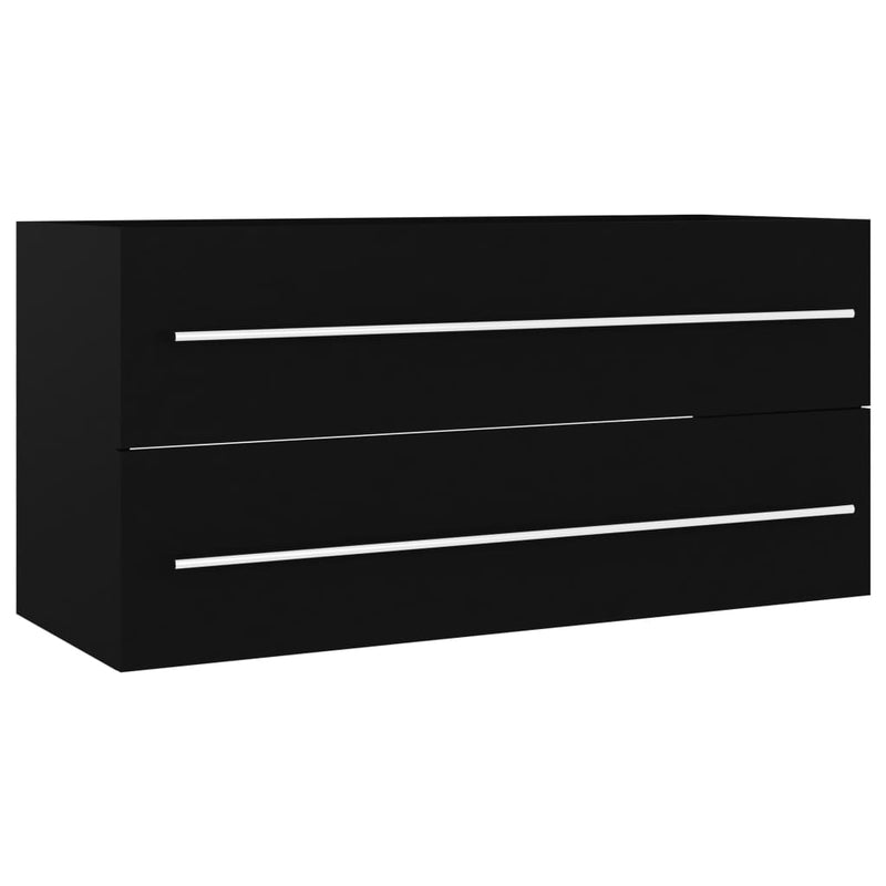 Sink Cabinet with Built-in Basin Black Engineered Wood