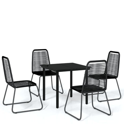 5 Piece Garden Dining Set Black