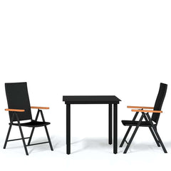 vidaXL 3 Piece Garden Dining Set Black 2