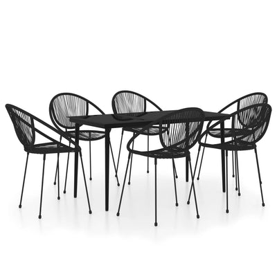 7 Piece Garden Dining Set Black