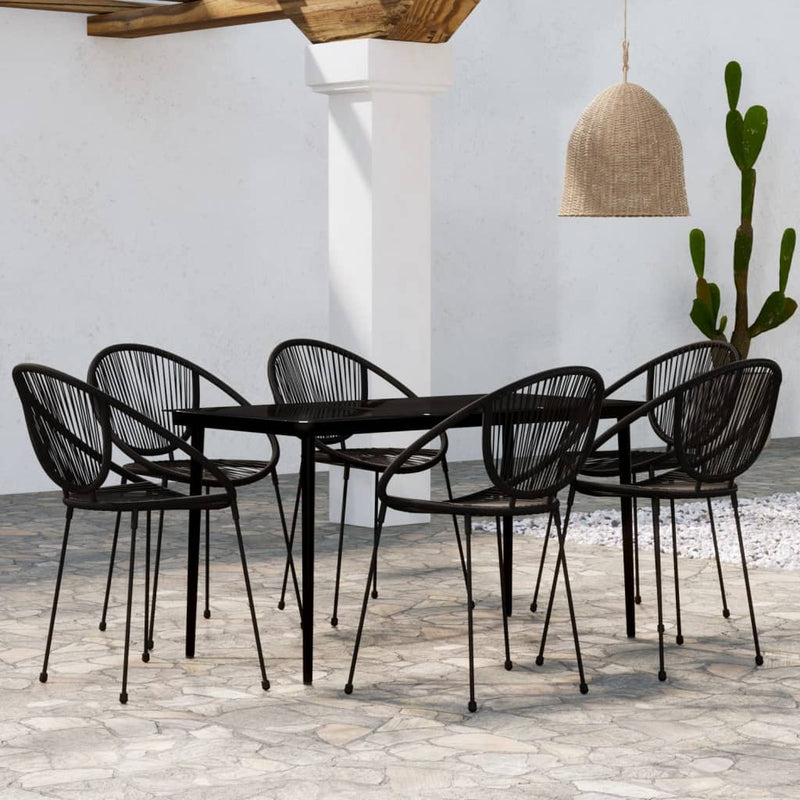 7 Piece Garden Dining Set Black