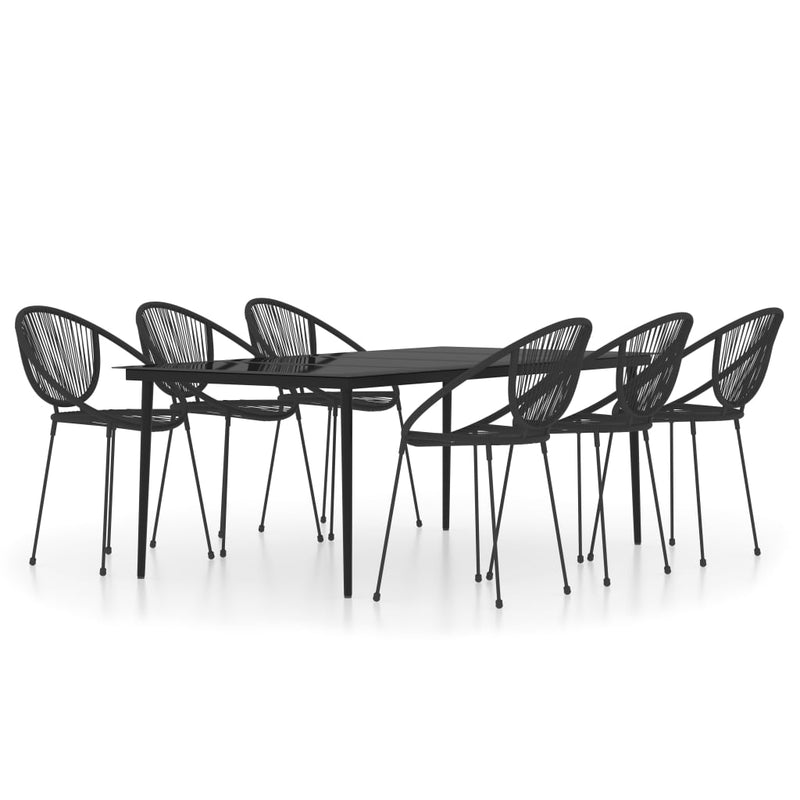 7 Piece Garden Dining Set Black