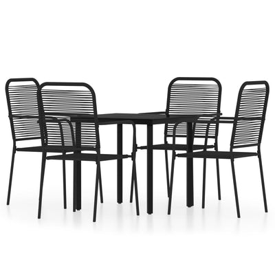 5 Piece Garden Dining Set Black