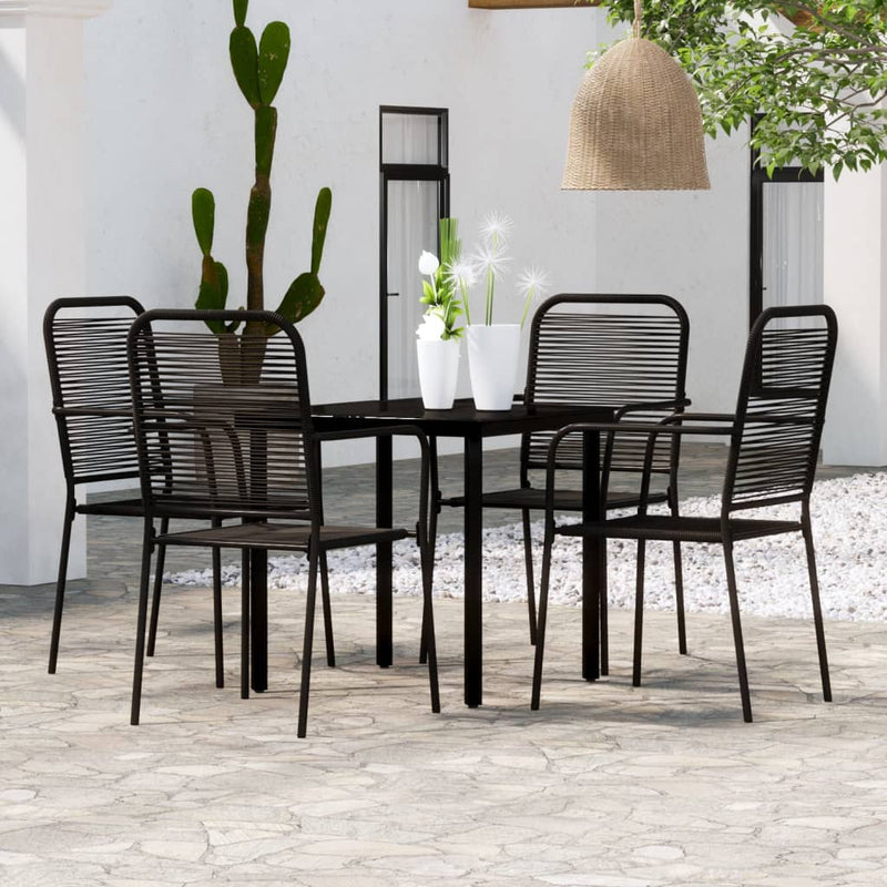 5 Piece Garden Dining Set Black