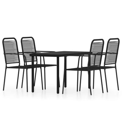 5 Piece Garden Dining Set Black