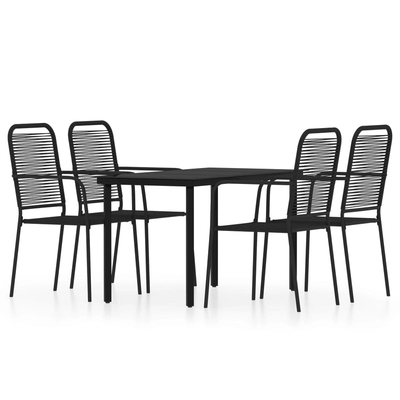 5 Piece Garden Dining Set Black