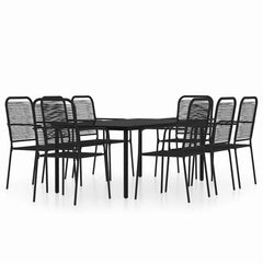 vidaXL 9 Piece Garden Dining Set Black 2