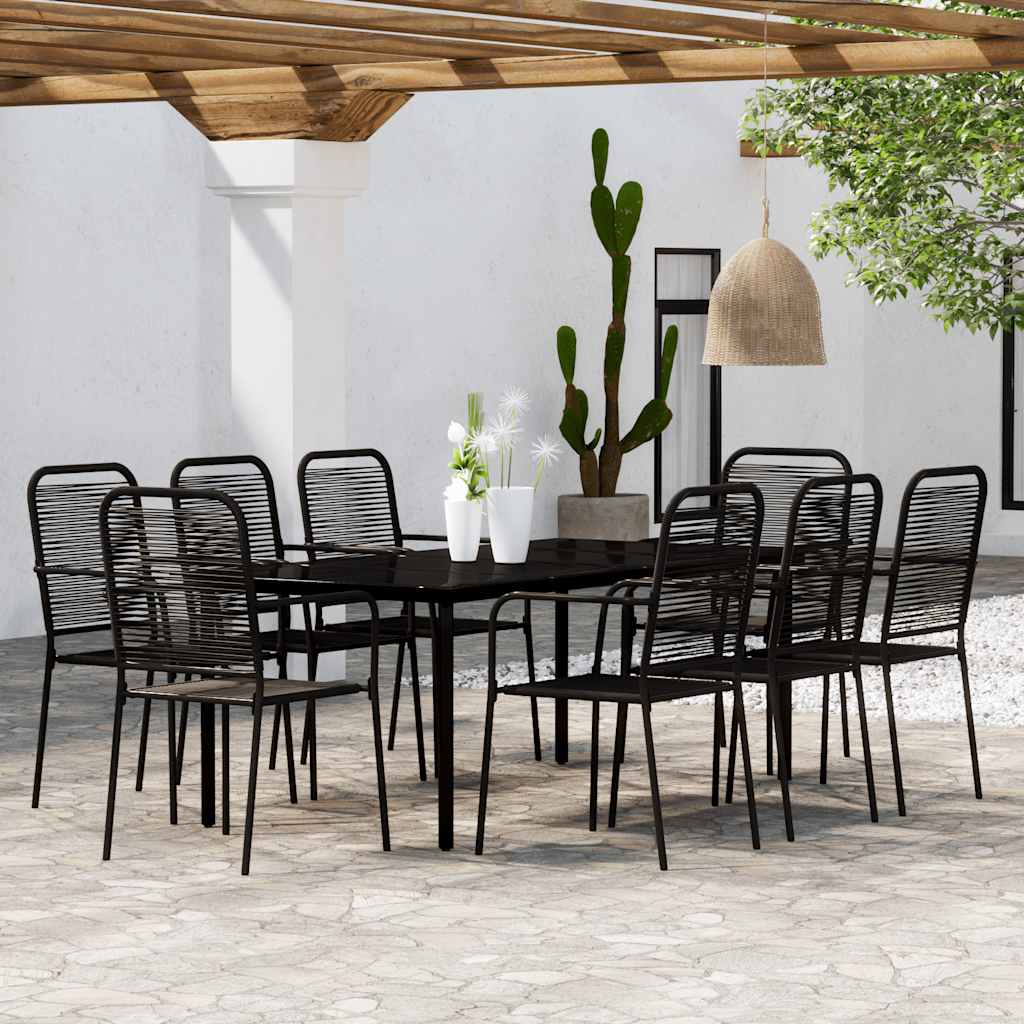 vidaXL 9 Piece Garden Dining Set Black 1
