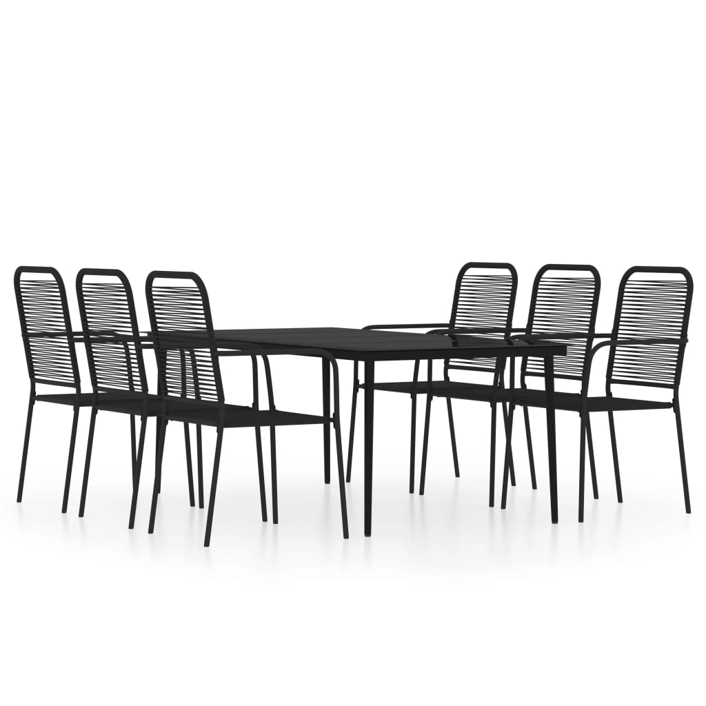 vidaXL 7 Piece Garden Dining Set Black 2