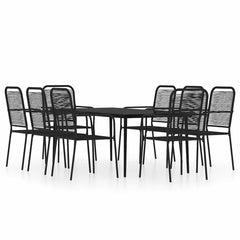 vidaXL 9 Piece Garden Dining Set Black 2