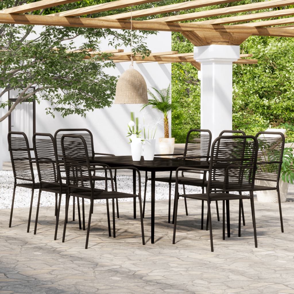 vidaXL 9 Piece Garden Dining Set Black 1