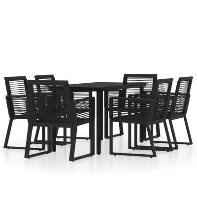 7 Piece Garden Dining Set Black