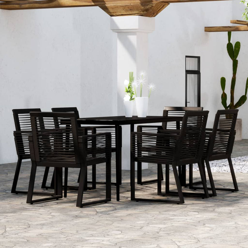 7 Piece Garden Dining Set Black