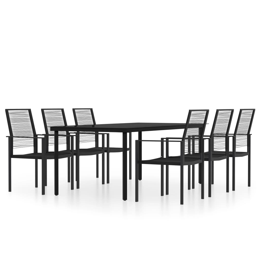 vidaXL 7 Piece Garden Dining Set Black 2