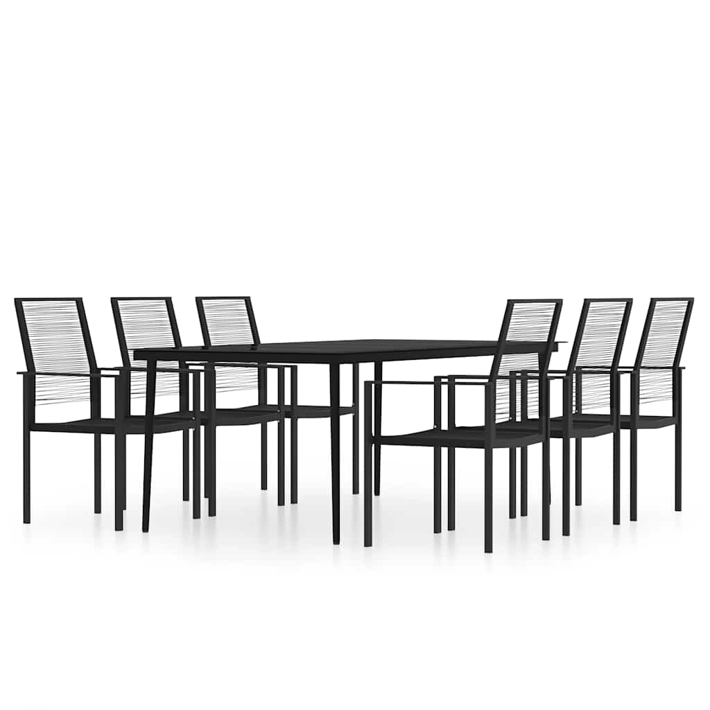 vidaXL 7 Piece Garden Dining Set Black 2