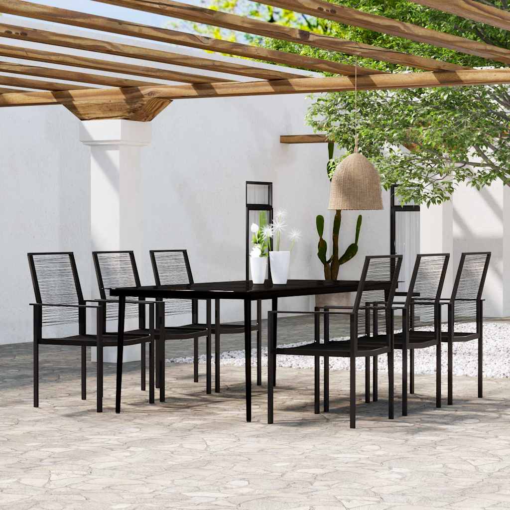 vidaXL 7 Piece Garden Dining Set Black 1