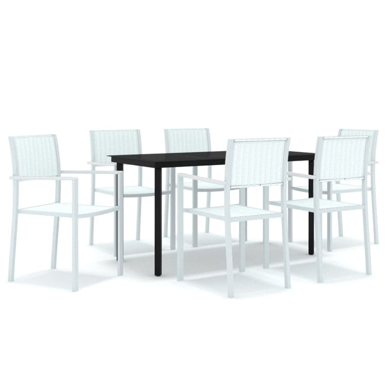 7 Piece Garden Dining Set White