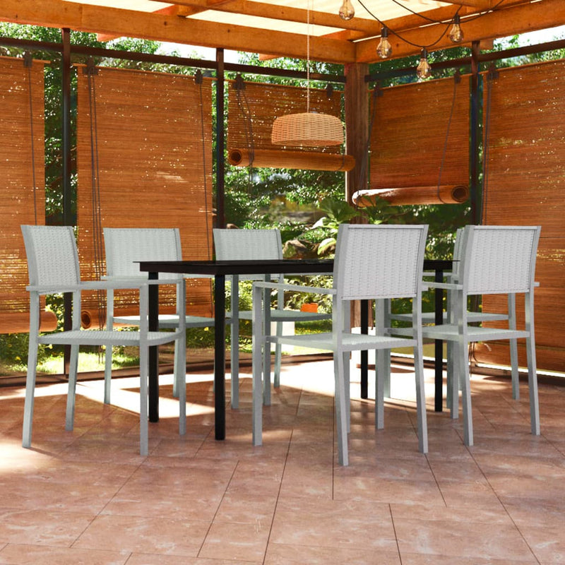 7 Piece Garden Dining Set White