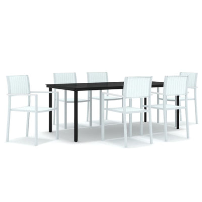 7 Piece Garden Dining Set White