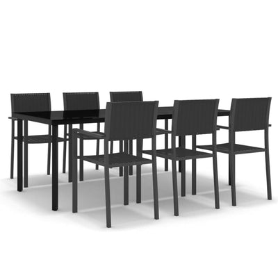 7 Piece Garden Dining Set Black