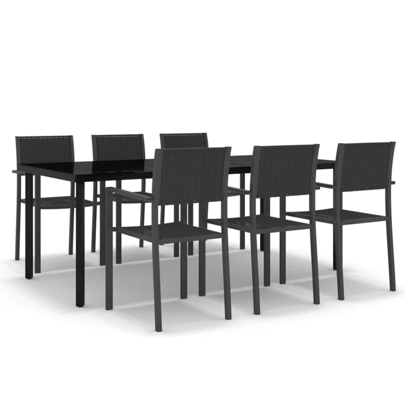 7 Piece Garden Dining Set Black