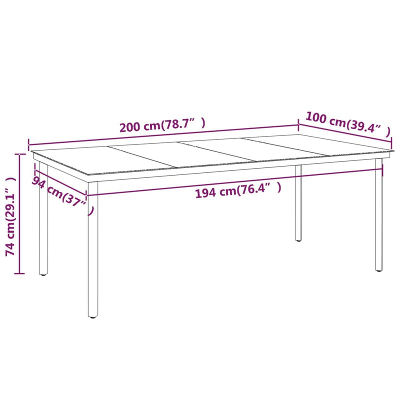 7 Piece Garden Dining Set Black