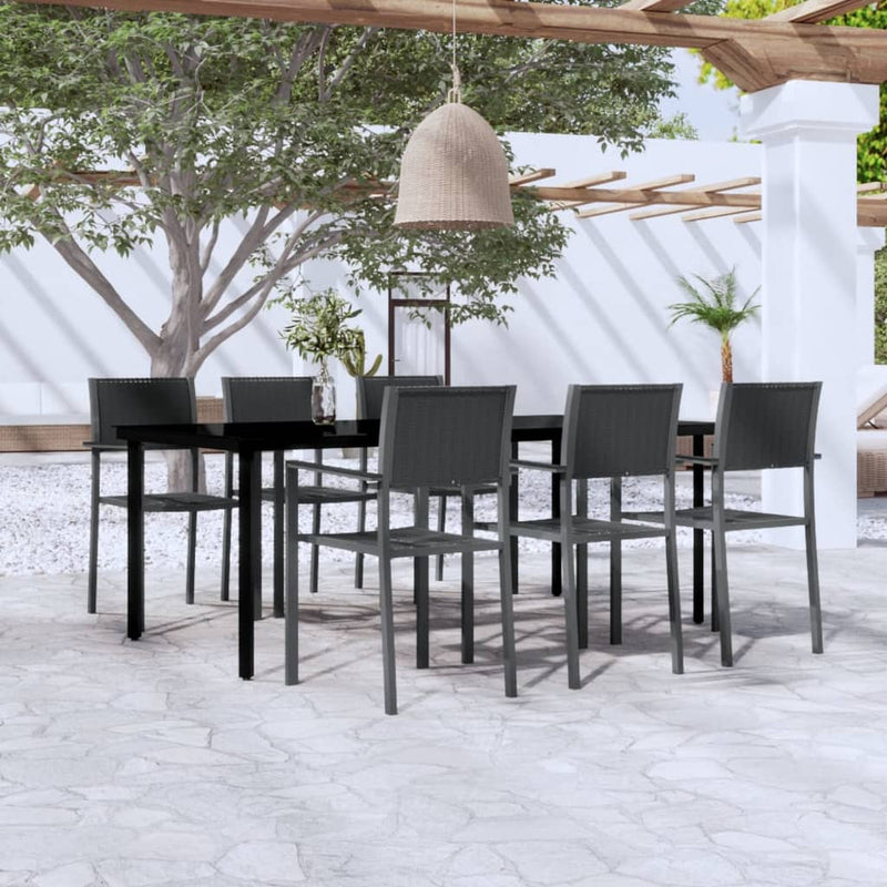 7 Piece Garden Dining Set Black