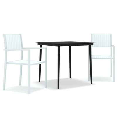 3 Piece Garden Dining Set White