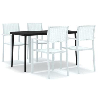 5 Piece Garden Dining Set White