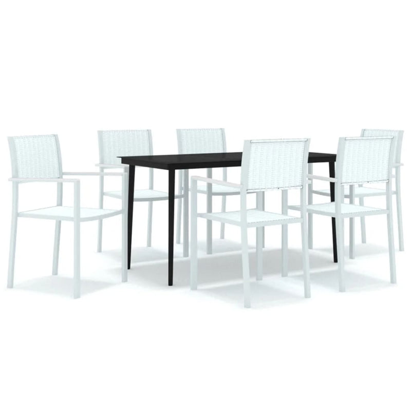 7 Piece Garden Dining Set White