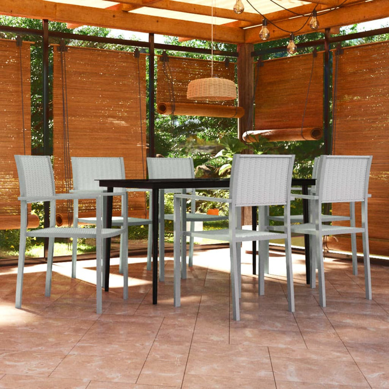 7 Piece Garden Dining Set White