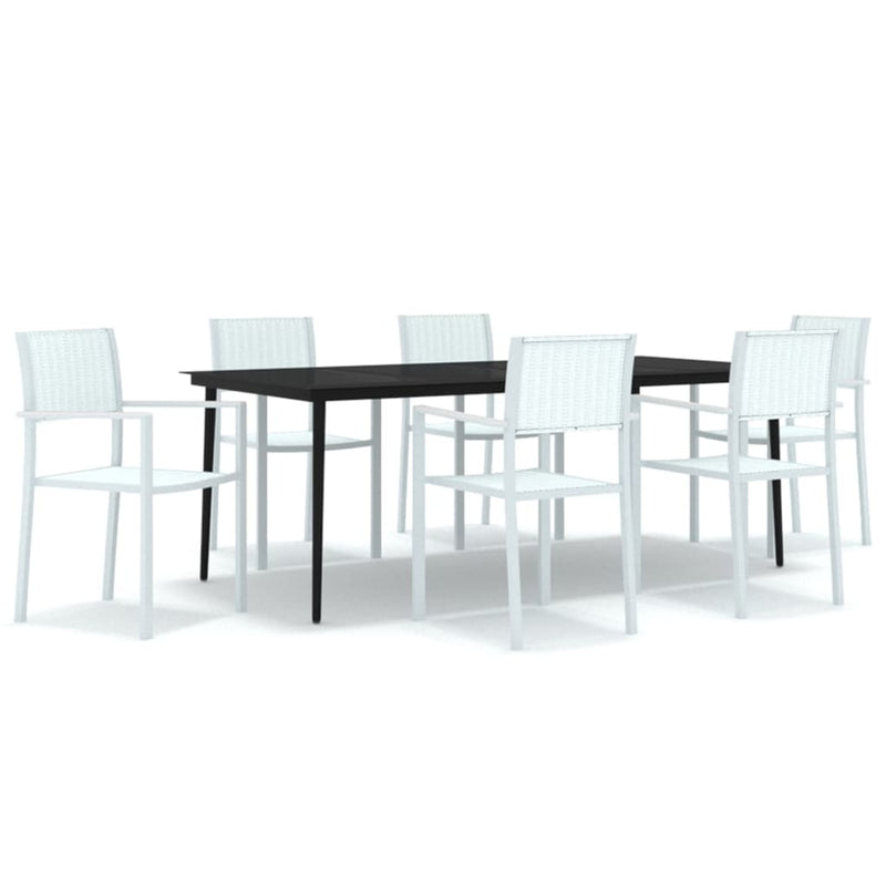 7 Piece Garden Dining Set White