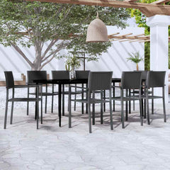 5 Piece Garden Dining Black 200 cm table length 8