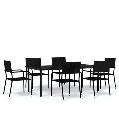 7 Piece Garden Dining Set Black