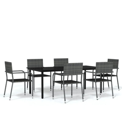 7 Piece Garden Dining Set Grey