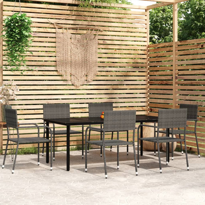 7 Piece Garden Dining Set Grey