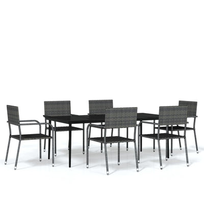 7 Piece Garden Dining Set Grey