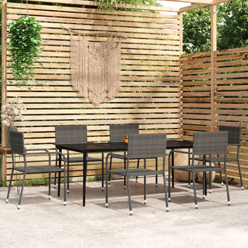 7 Piece Garden Dining Set Grey