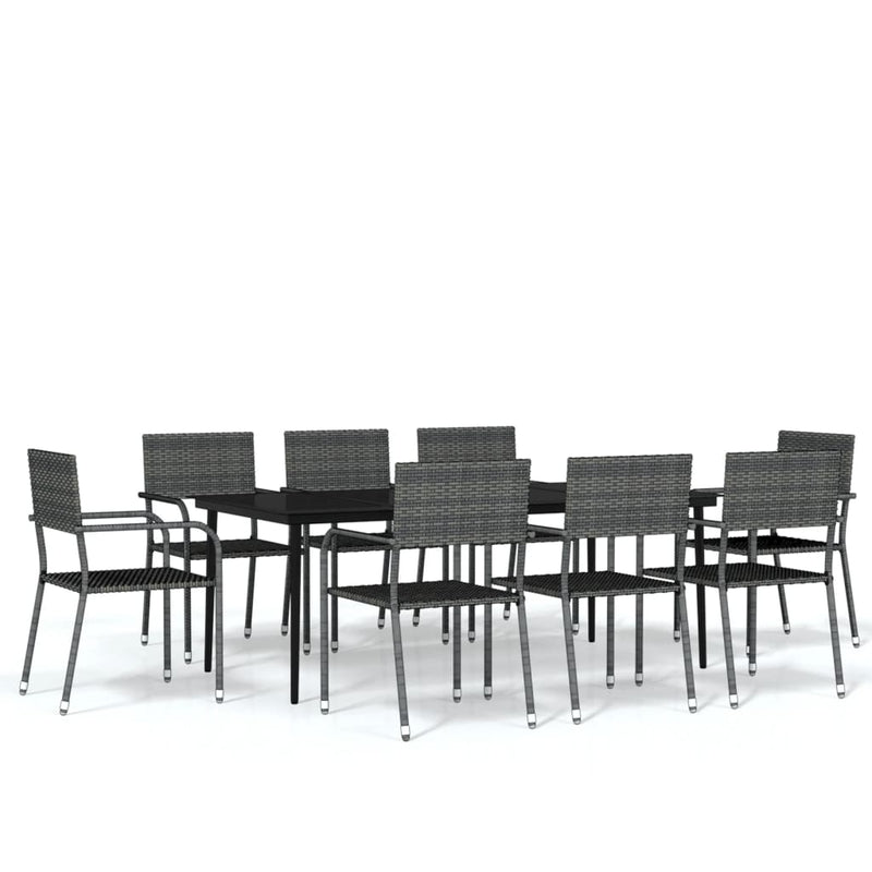 9 Piece Garden Dining Set Grey