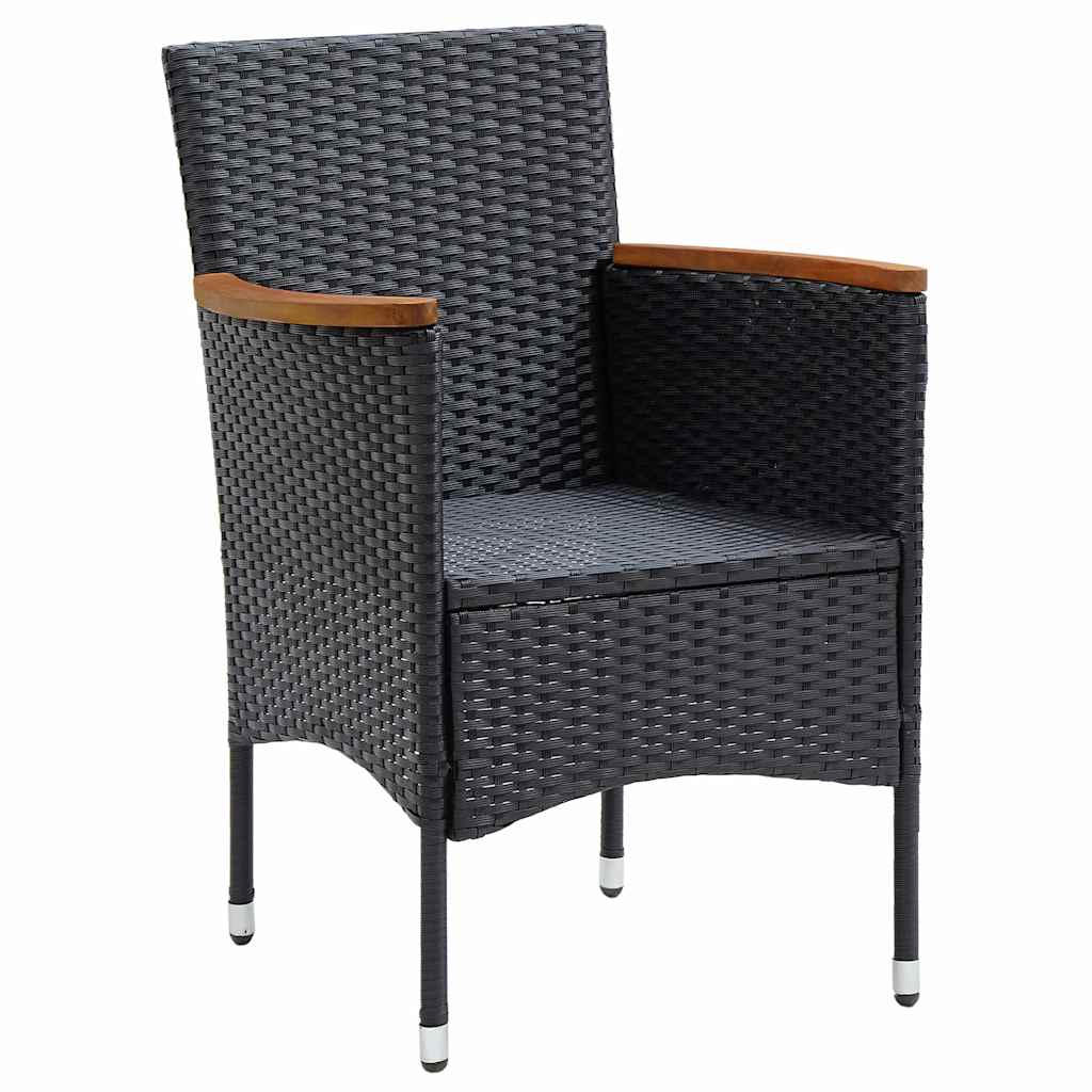 vidaXL Garden Dining Chairs 4 pcs Poly Rattan Black 4