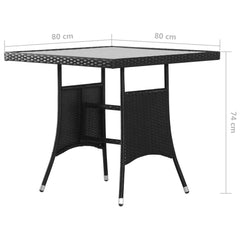 vidaXL Garden Table Black 80x80x74 cm Poly Rattan 6