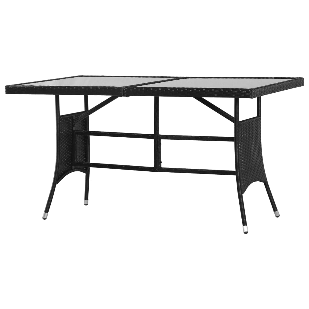 Garden Table Black Poly Rattan 140 x 80 x 74 cm