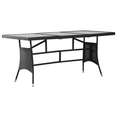 Garden Table Black Poly Rattan 170 x 80 x 74 cm