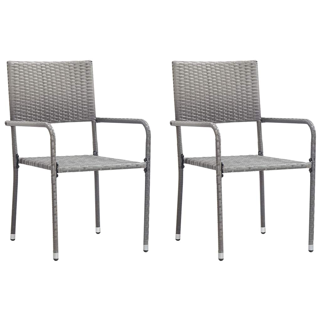 vidaXL Garden Dining Chair | Set of 2 | Grey | PE rattan, steel 1