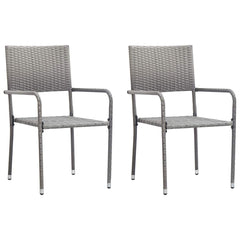 vidaXL Garden Dining Chair | Set of 2 | Grey | PE rattan, steel 1