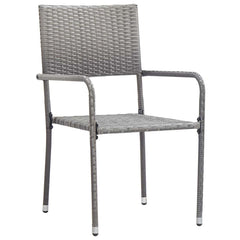 vidaXL Garden Dining Chair | Set of 2 | Grey | PE rattan, steel 2
