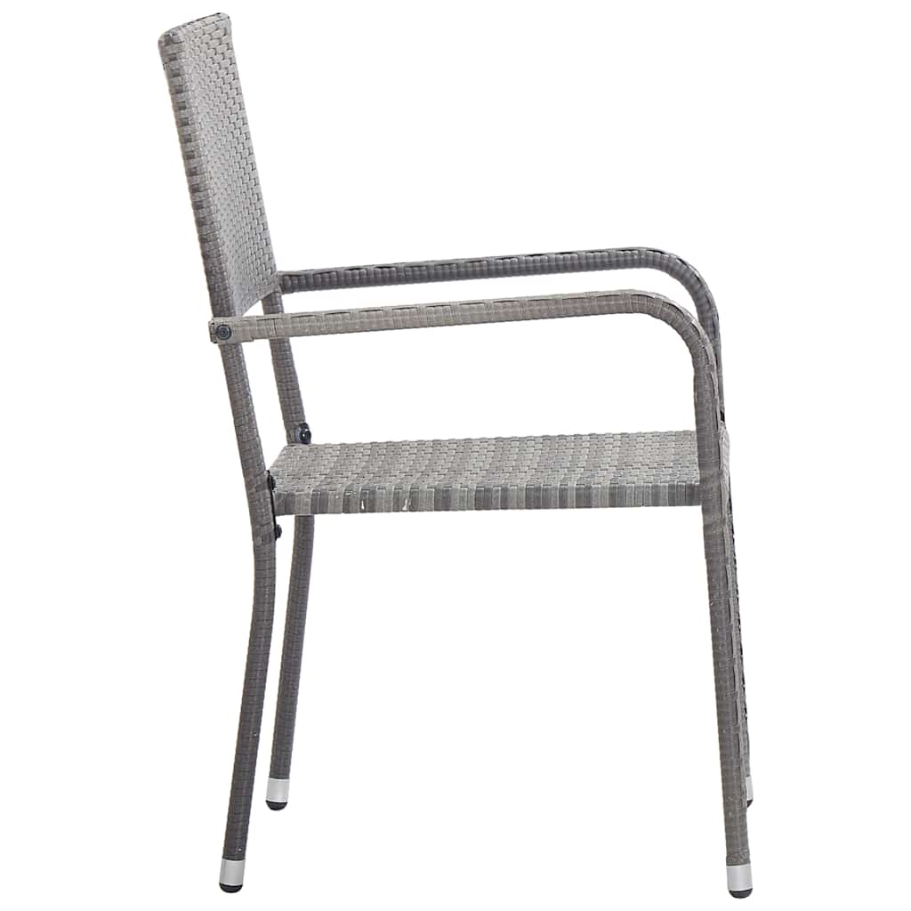 vidaXL Garden Dining Chair | Set of 2 | Grey | PE rattan, steel 4