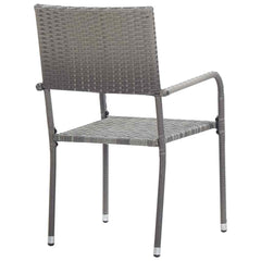 vidaXL Garden Dining Chair | Set of 2 | Grey | PE rattan, steel 5